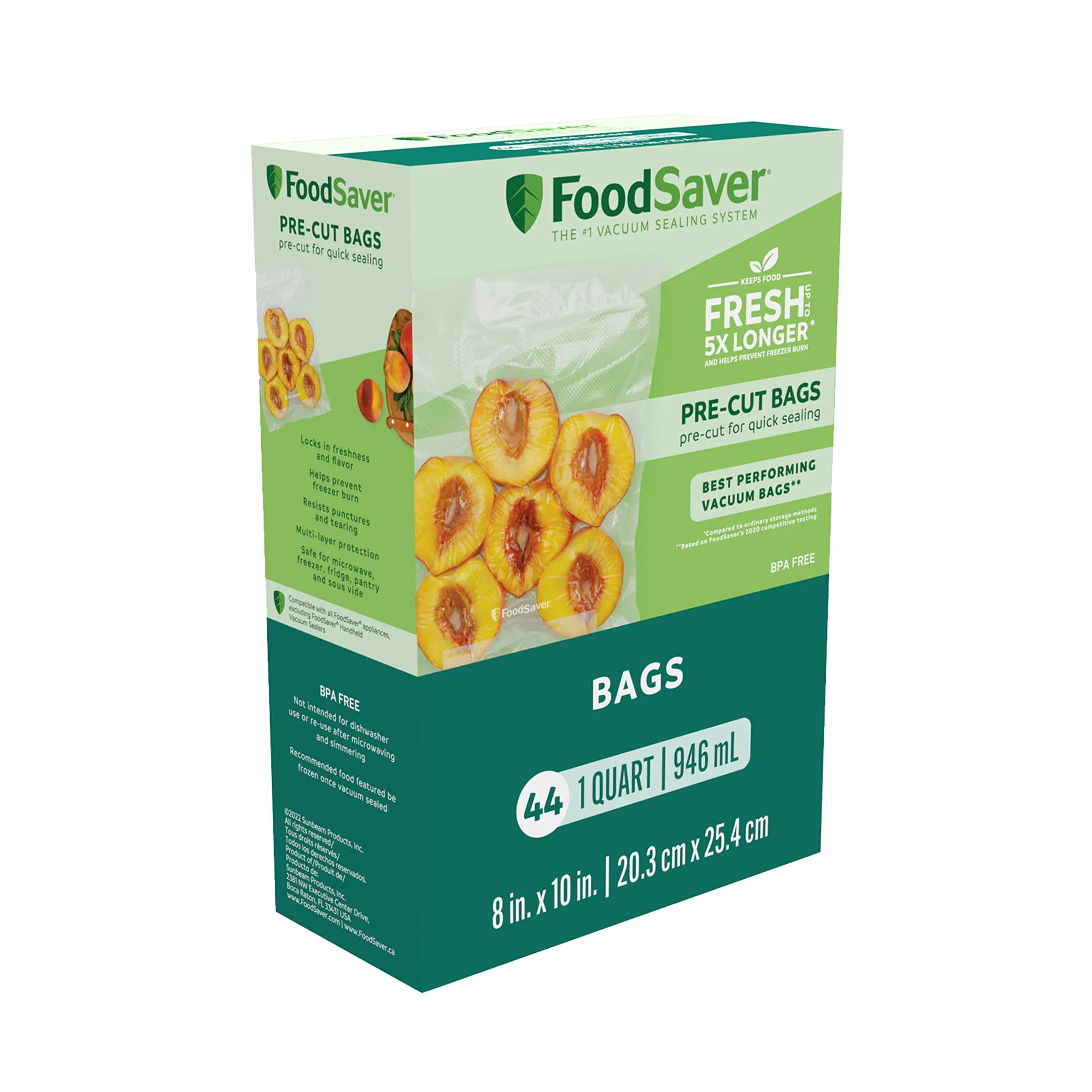 FoodSaver 1-Quart Precut Vacuum Seal Bags with BPA-Free Multilayer Construction