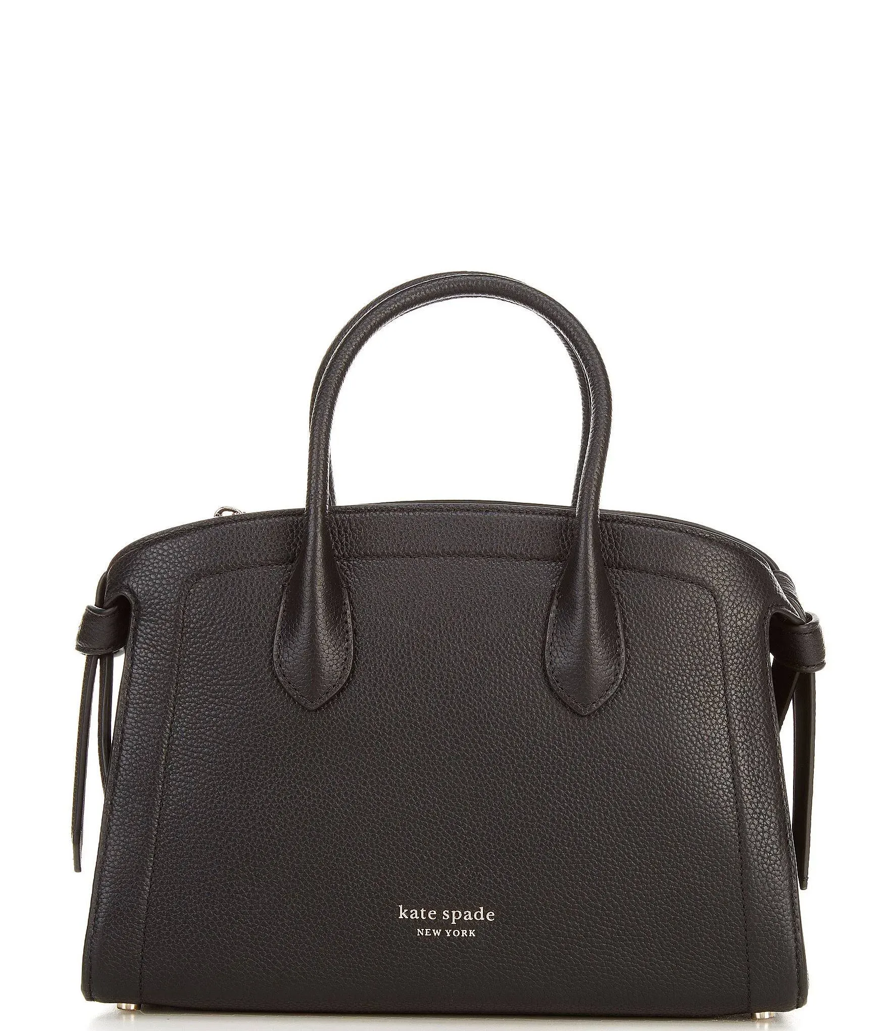 Kate Spade New York Medium Knott Pebbled Leather Satchel in Black