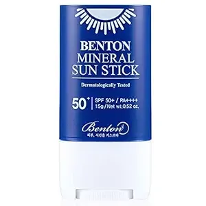 Benton Mineral Sun Stick SPF50+/PA++++ 15g, UV Protection, No White Cast, Long Lasting, Skin Irritation Tested, Tested for Infant Use, Safe Korean Sunscreen, Soft & Smooth Finish, Face & Body Sun Stick, K-Beauty, Korean Sun Stick