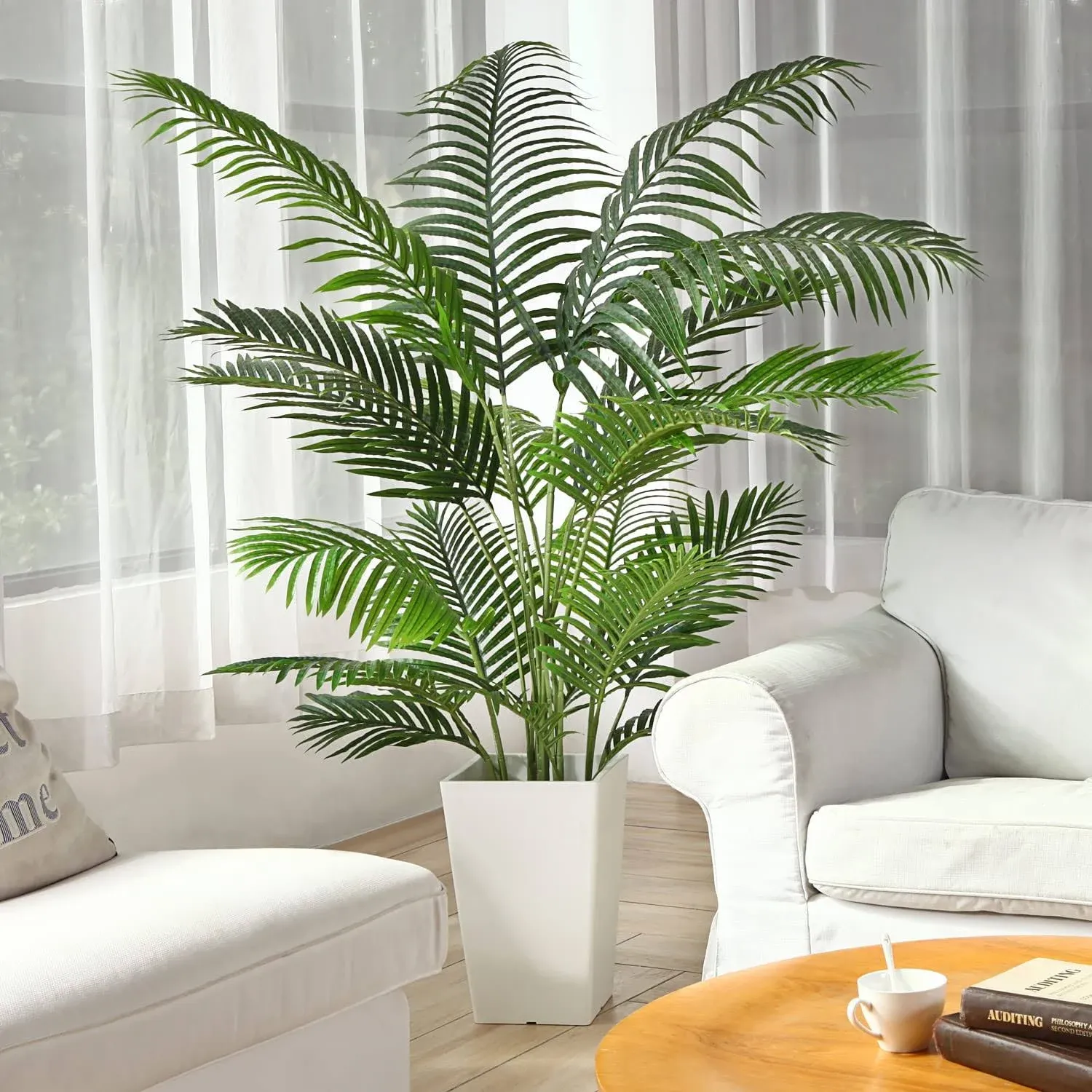 Fopamtri Artificial Areca Palm Plant 6 Feet Fake Palm Tree with 20 Trunks Faux ...