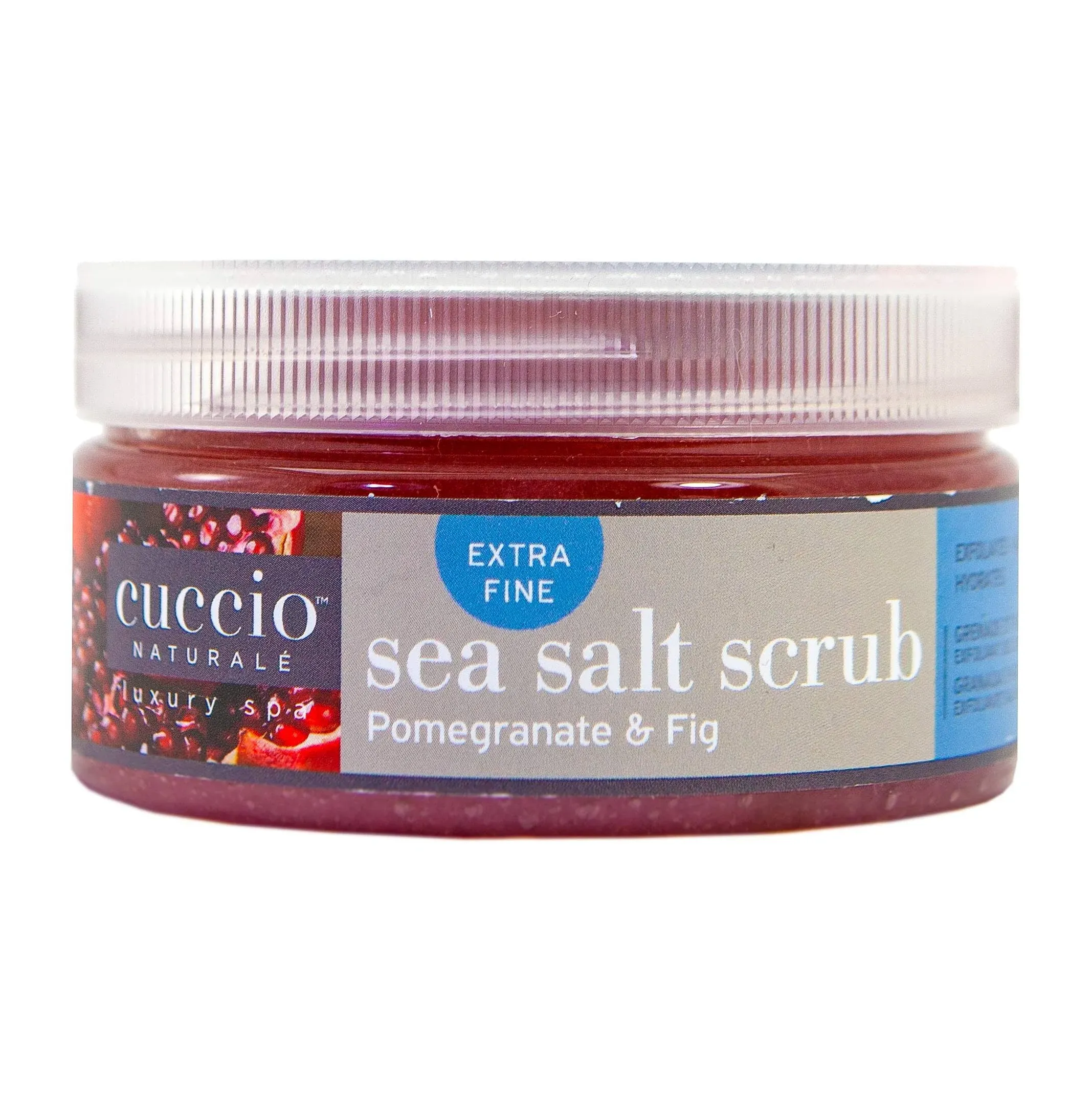 Cuccio Naturale Sea Salt Scrub - Extra Fine - Gently Exfoliates To Remove Dead Skin Cells - Leaves Skin Supple, Radiant And Youthful Looking - Paraben And Cruelty Free - Pomegranate And Fig - 8 Oz