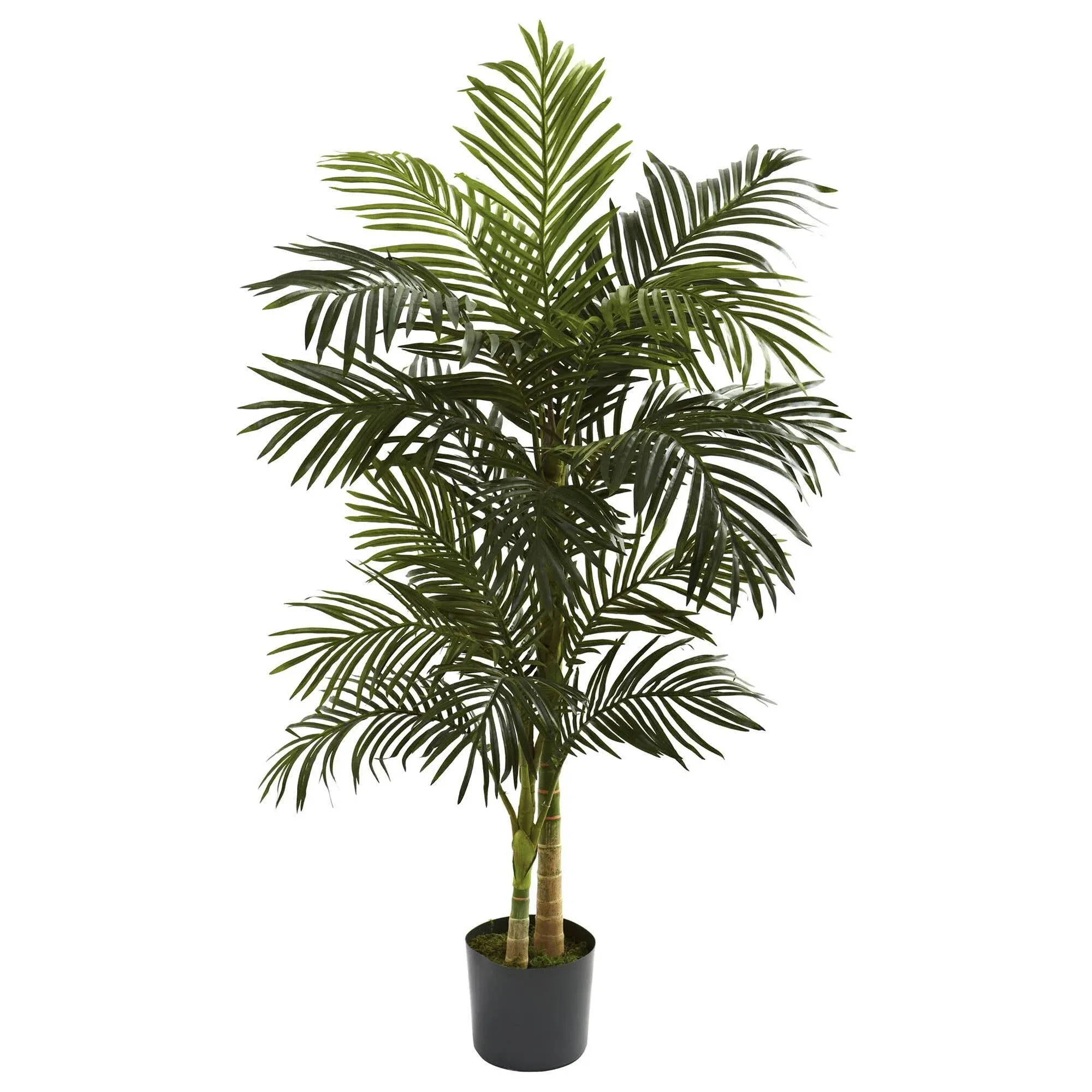 Nearly Natural Golden Cane Palm Tree in Pot, 5'