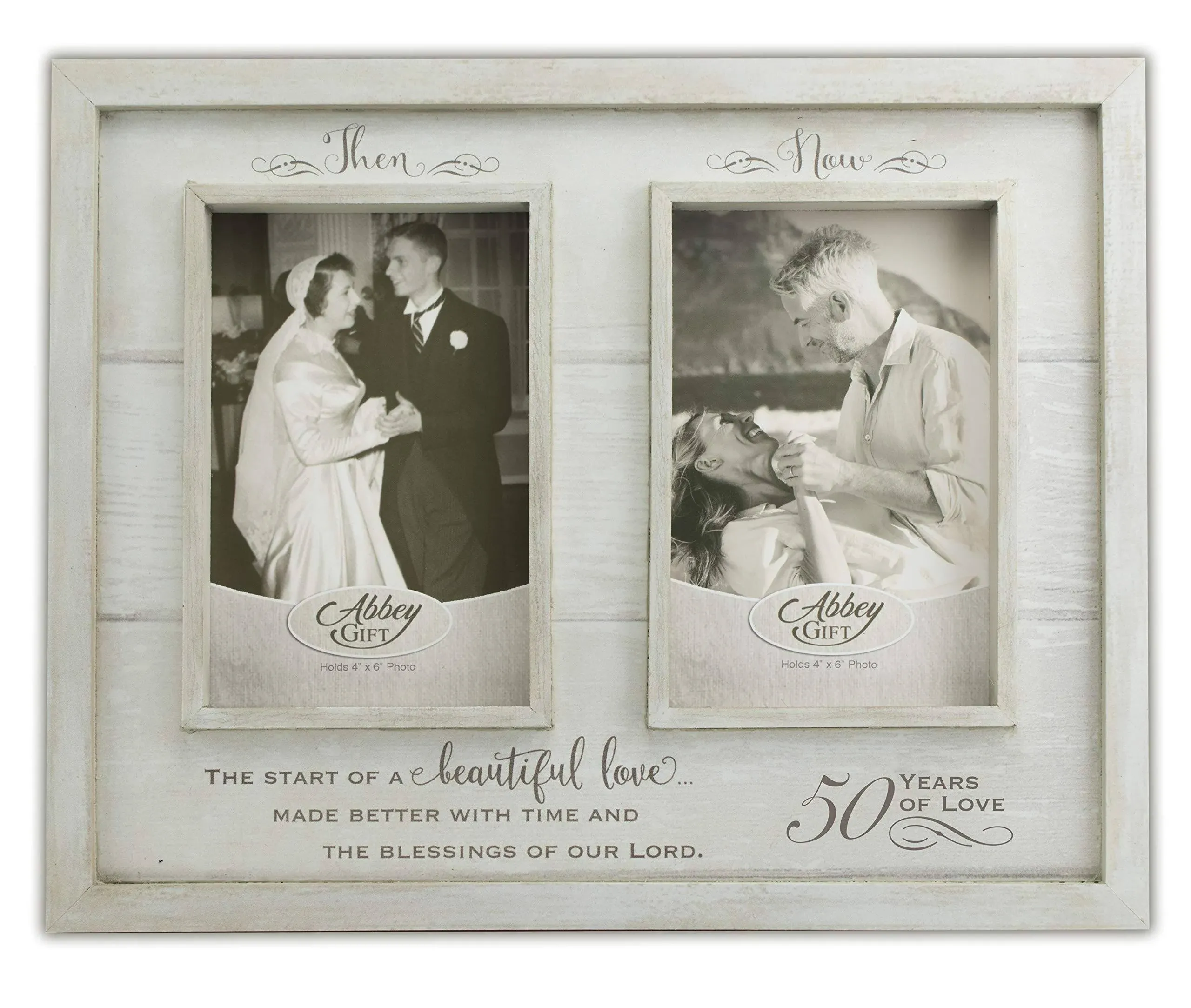 THEN and NOW 50th Anniversary Two 4x6 Photos Wood Compostie Frame