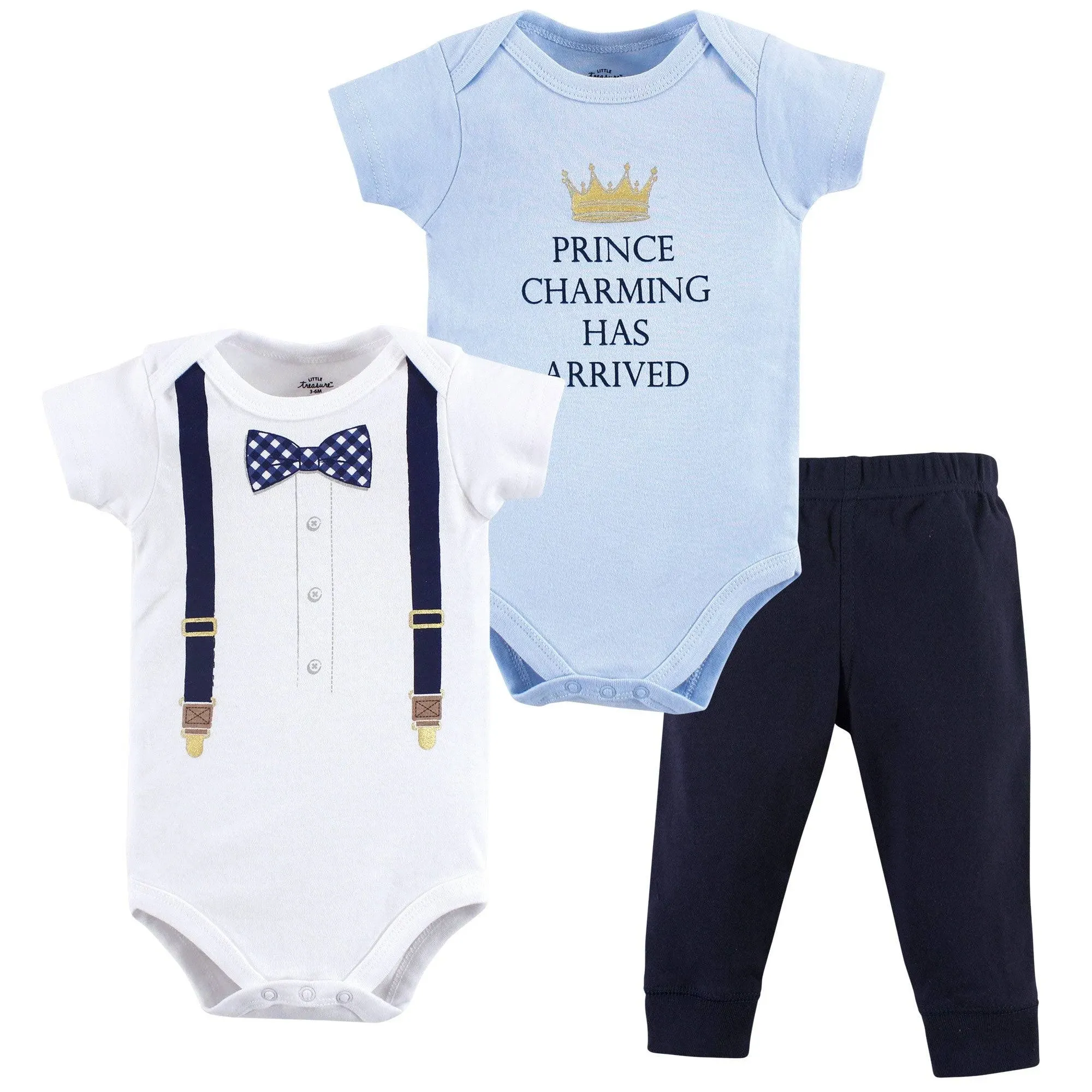 Little Treasure Baby Boy Cotton Bodysuit and Pant Set