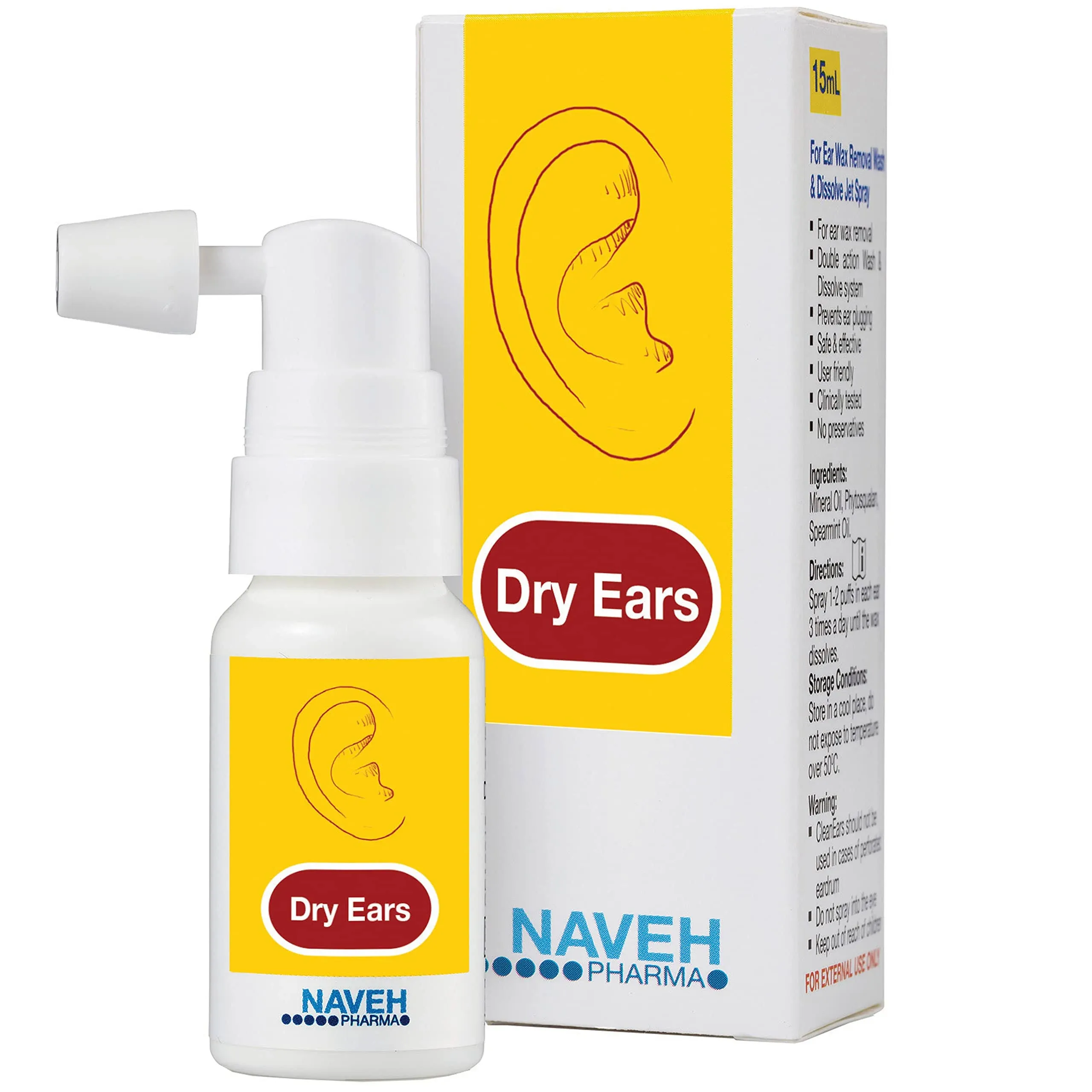 Naveh Pharma Dry Ears -Swimmers Ear Drops Spray - Ear Drying Drops for Swimmers ...