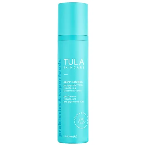 TULA Skin Care Get Toned Pro-Glycolic 10% pH Resurfacing Toner | Face Toner to Gently Exfoliate and Hydrate Skin, with Proprietary Blend of Probiotics and Glycolic Acid | 2.7 oz.