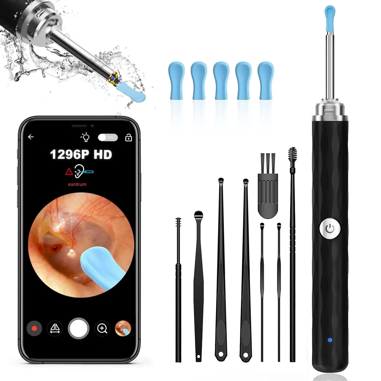 Nyotall Ear Wax Removal Tool Camera (1296P) Ear Cleaner with Light and Camera Ear Wax Cleaner with 8pcs Ear Set Earwax Removal Kit Compatible with Iph