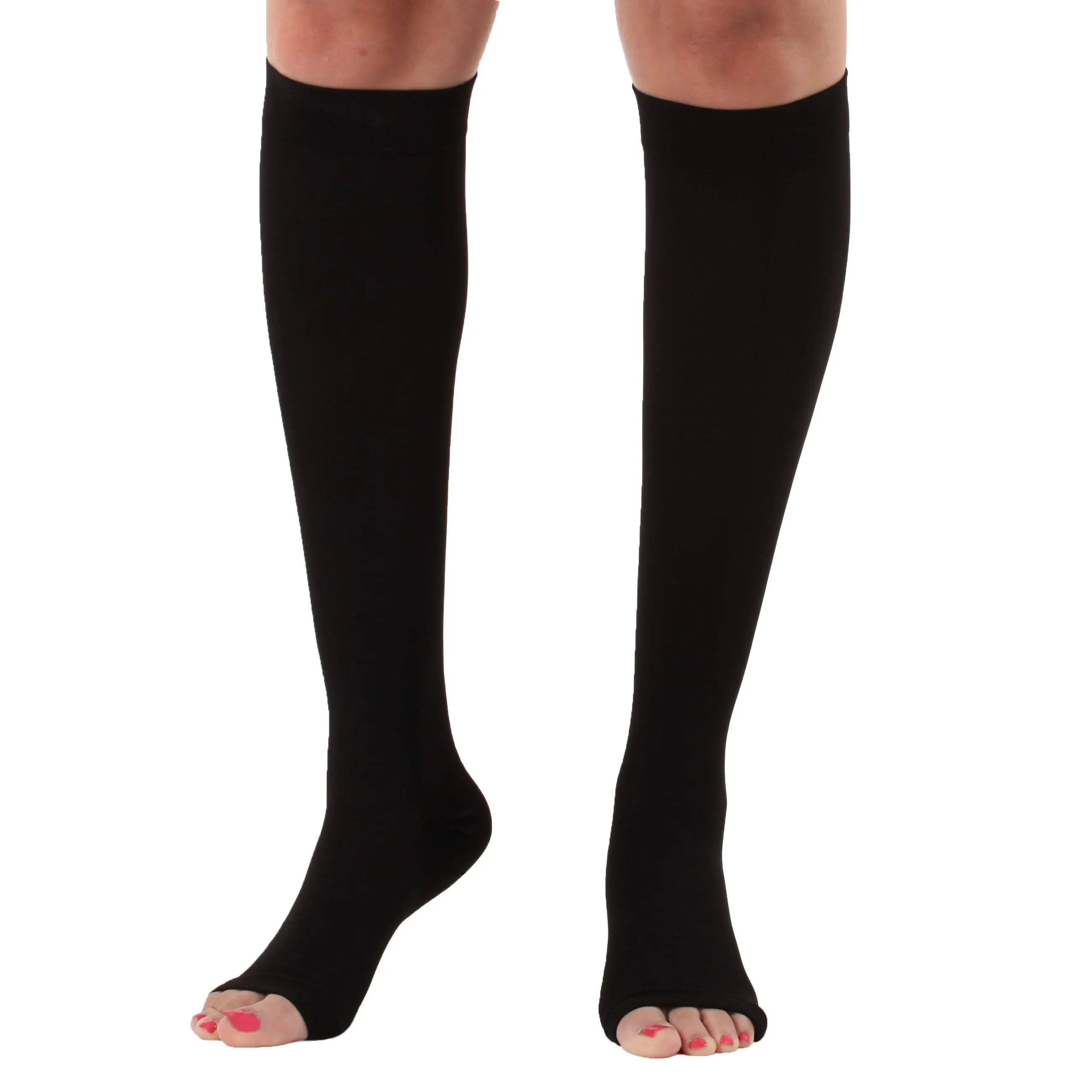 Absolute Support 20-30mmHg Firm Support Black XL Open Toe Regular Short Men and ...