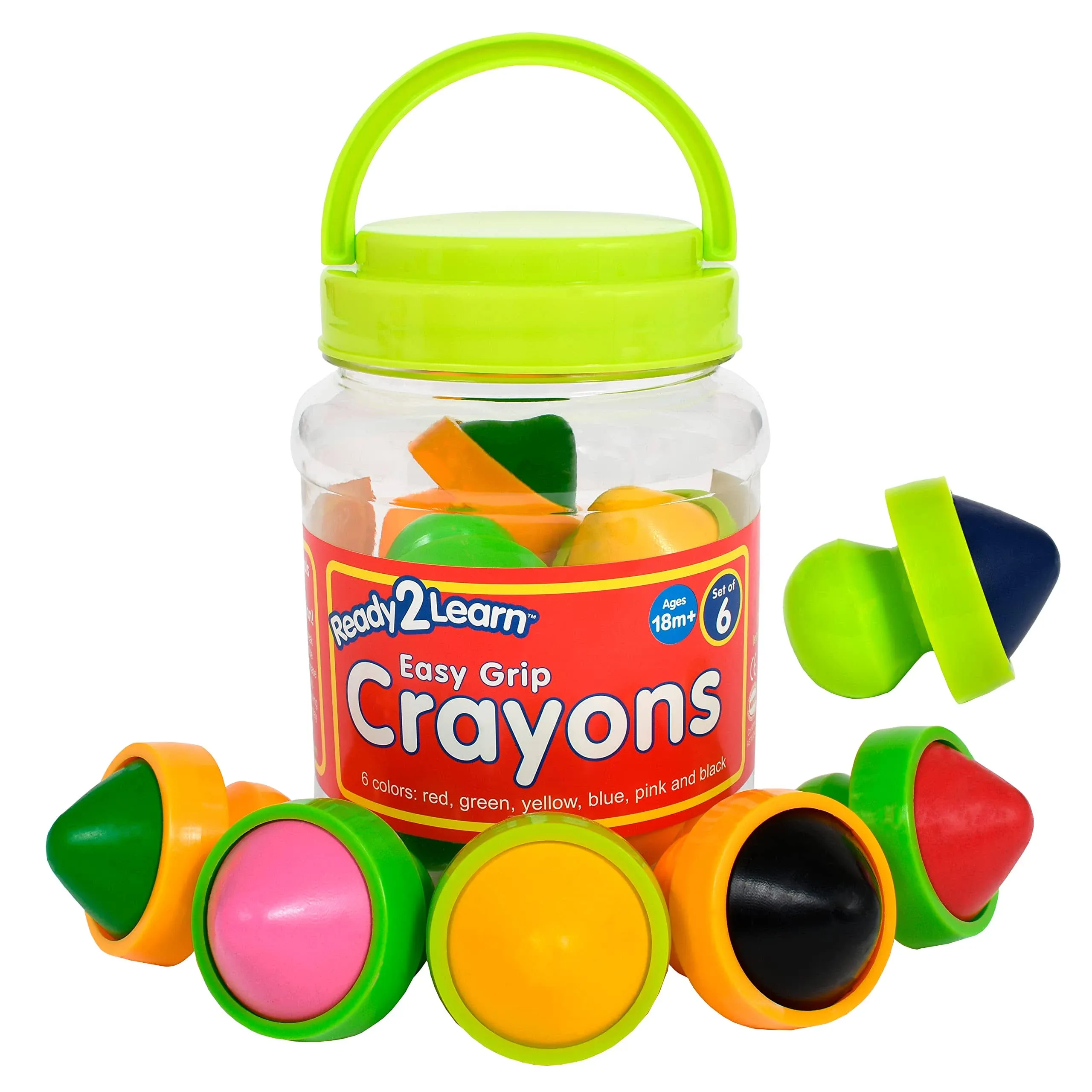 READY 2 LEARN Easy Grip Crayons - 6 Colors - 18m+ - Non-Toxic Toddler Crayons - Easy to Hold - Refills Available