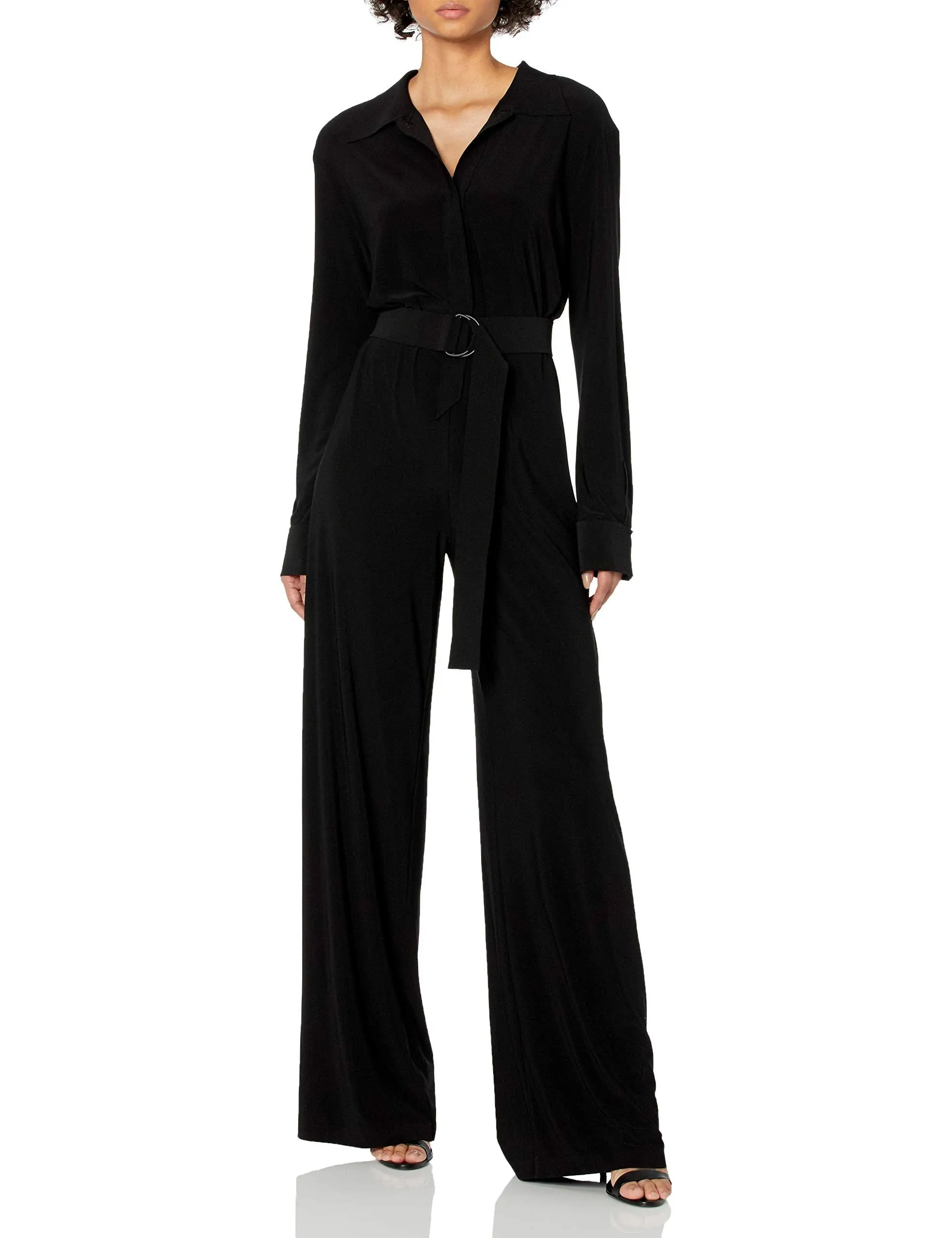 Norma Kamali Shirt Straight Leg Jumpsuit in Black