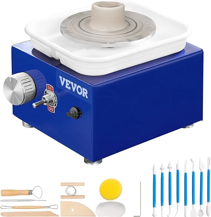 VEVOR Potter's Wheel Ceramic Wheel Machine 30 W, Blue Electric Pottery Wheel Machine 10 cm 300 RPM Potter's Wheel Machine, Moulding Machine with Apron, Suitable for Beginners, Enthusiasts, etc.