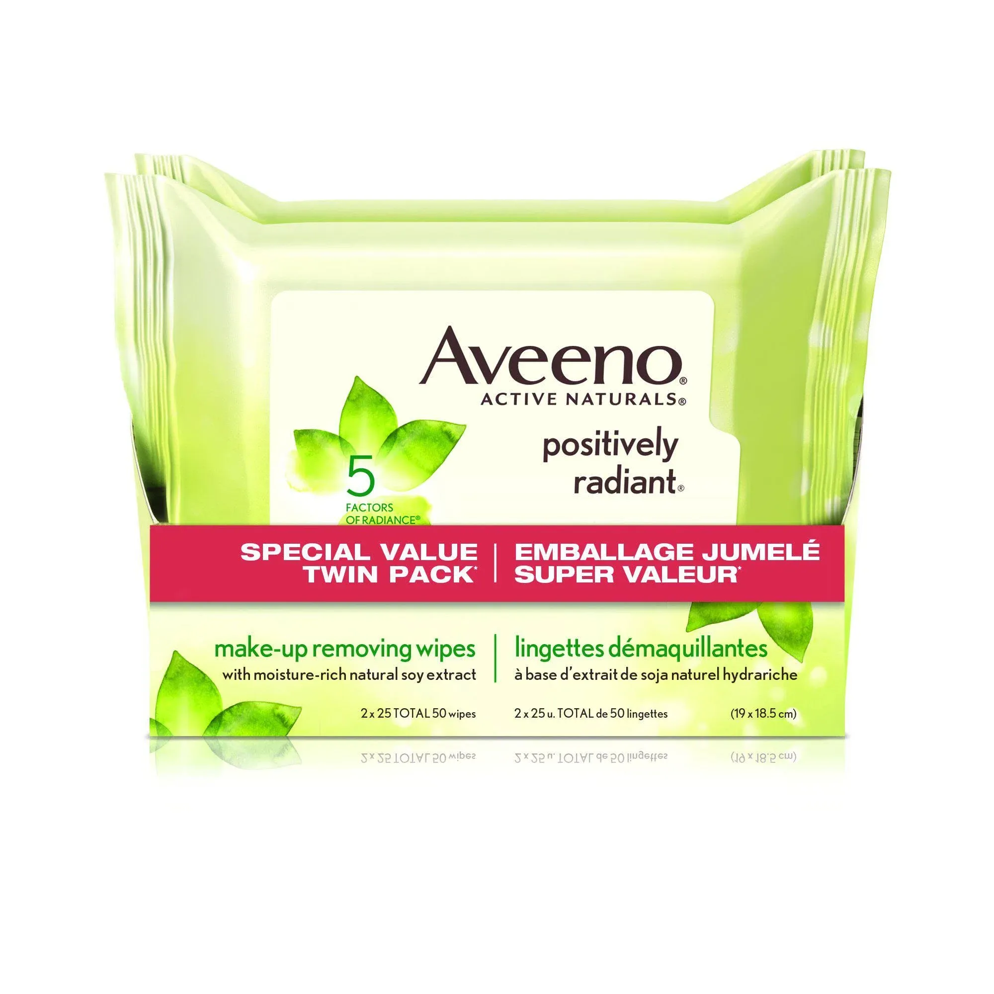 Aveeno Positively Radiant Makeup Removing Wipes 25 wipes Lot of 2