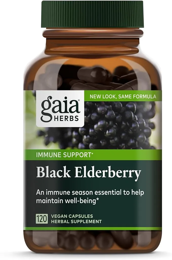 Gaia Herbs, Sabugueiro Preto Com Acerola, 60 Cápsulas Veganas