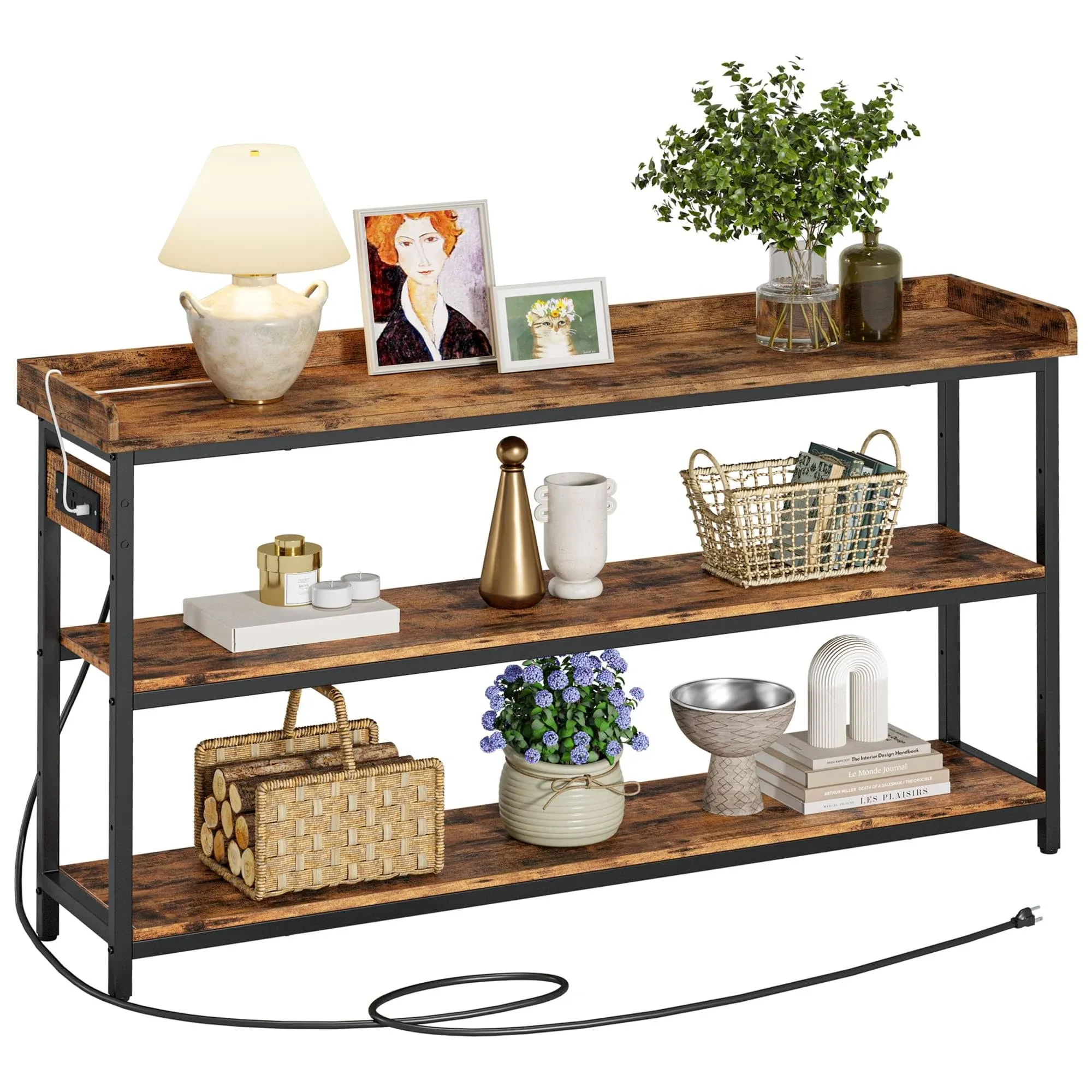 IRONCK Entryway Table, 55" Console Table with Power Outlet, TV Stand for Living ...