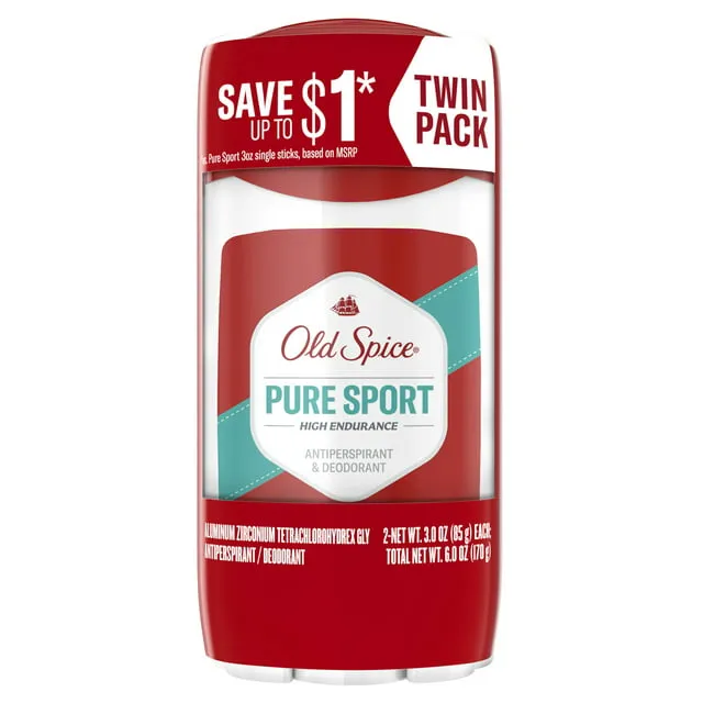 Old Spice High Endurance Pure Sport Antiperspirant Deodorant Twin Pack - 3 oz each