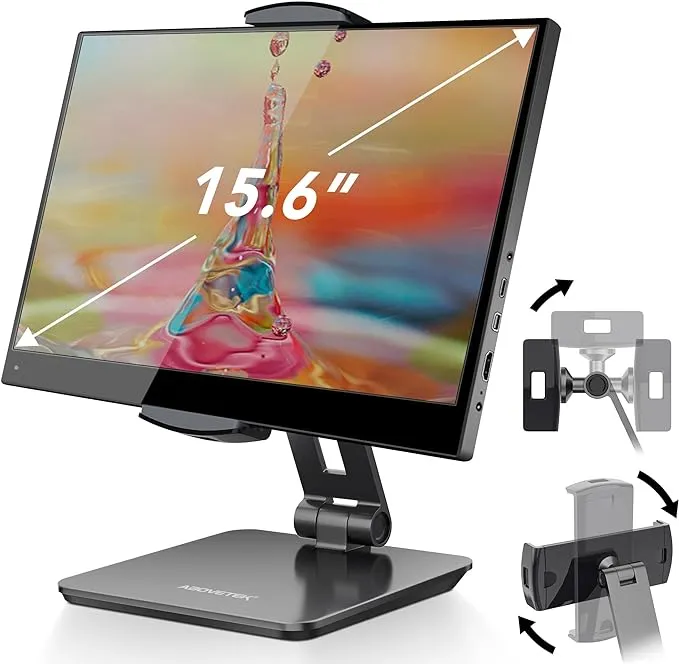 AboveTEK Business Kiosk Aluminum Tablet iPad Stand, 360° Swivel Tablet & Phone Holders for Any 4"-15.6" Display Tablets/Cell Phones/Portable Monitor