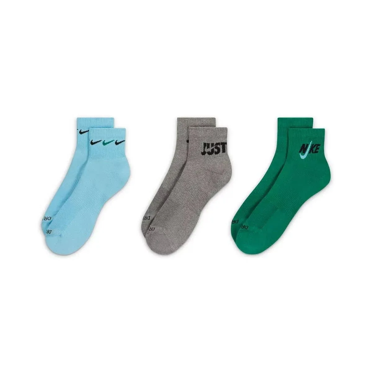 Nike Dri-Fit Everyday Plus Cushioned Training Ankle Socks 3 Pack Mens Large 8-12