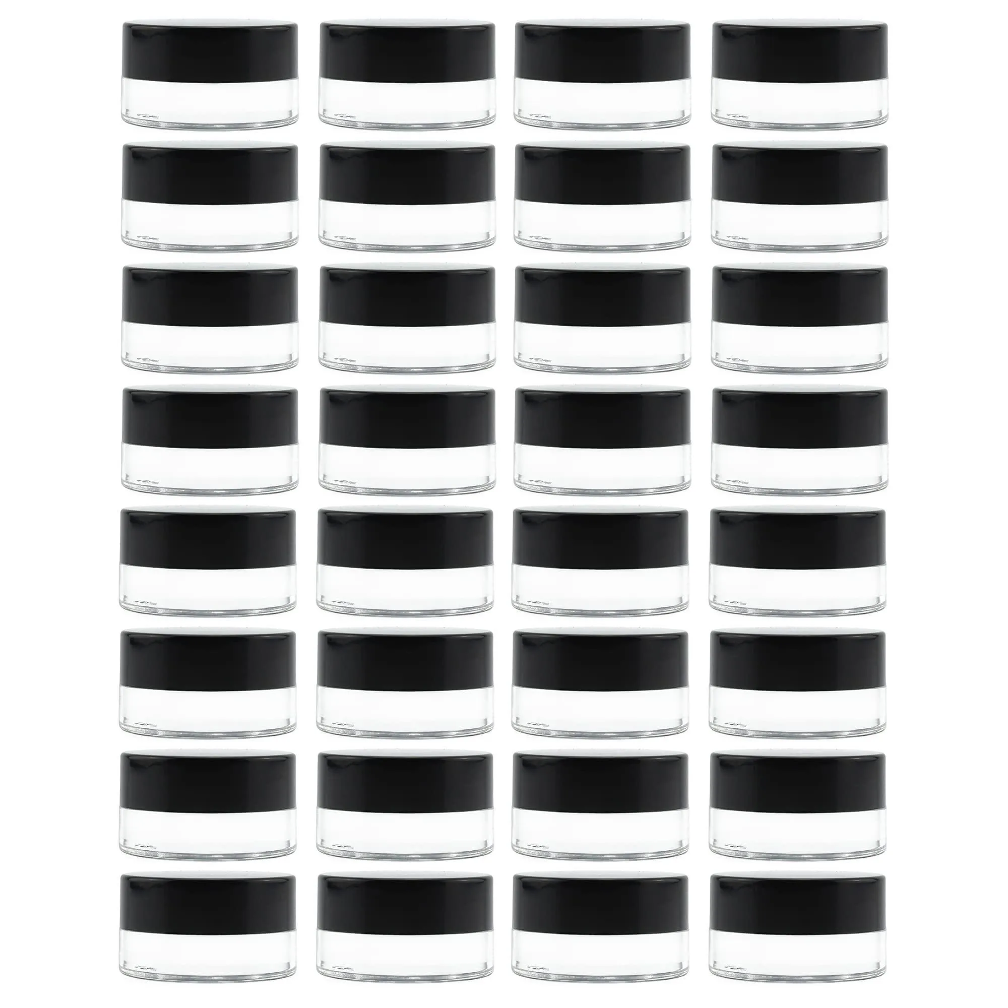 7-Milliliter Glass Lip Balm Jars (24-Pack).25-Ounce Thick-Walled Containers (7ml Clear with Black Metal Lids)