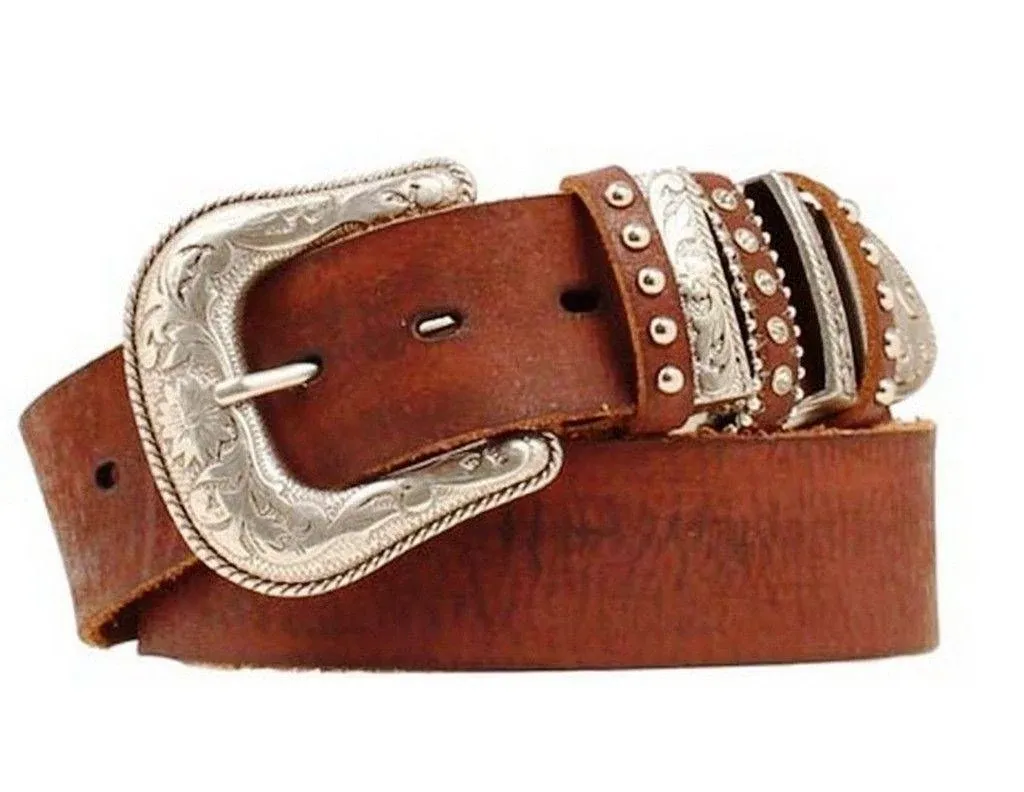 Nocona® Ladies Bedecked Multi-Keeper Brown Leather Belt N3493702