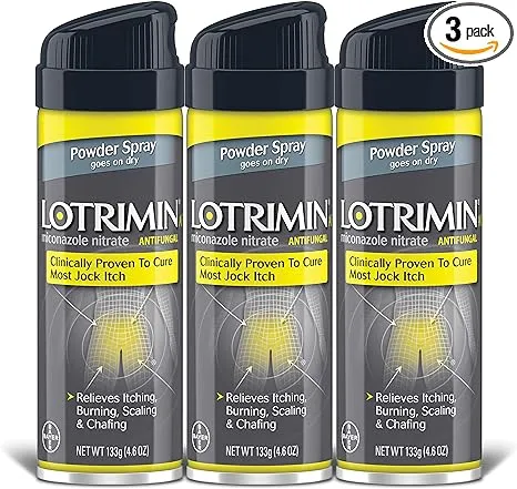 Lotrimin AF Jock Itch Antifungal Powder Spray, Miconazole Nitrate 2% - Antifungal Treatment of Most Jock Itch, 4.6 Ounces (133 Grams) Spray Can (Pack of 3)