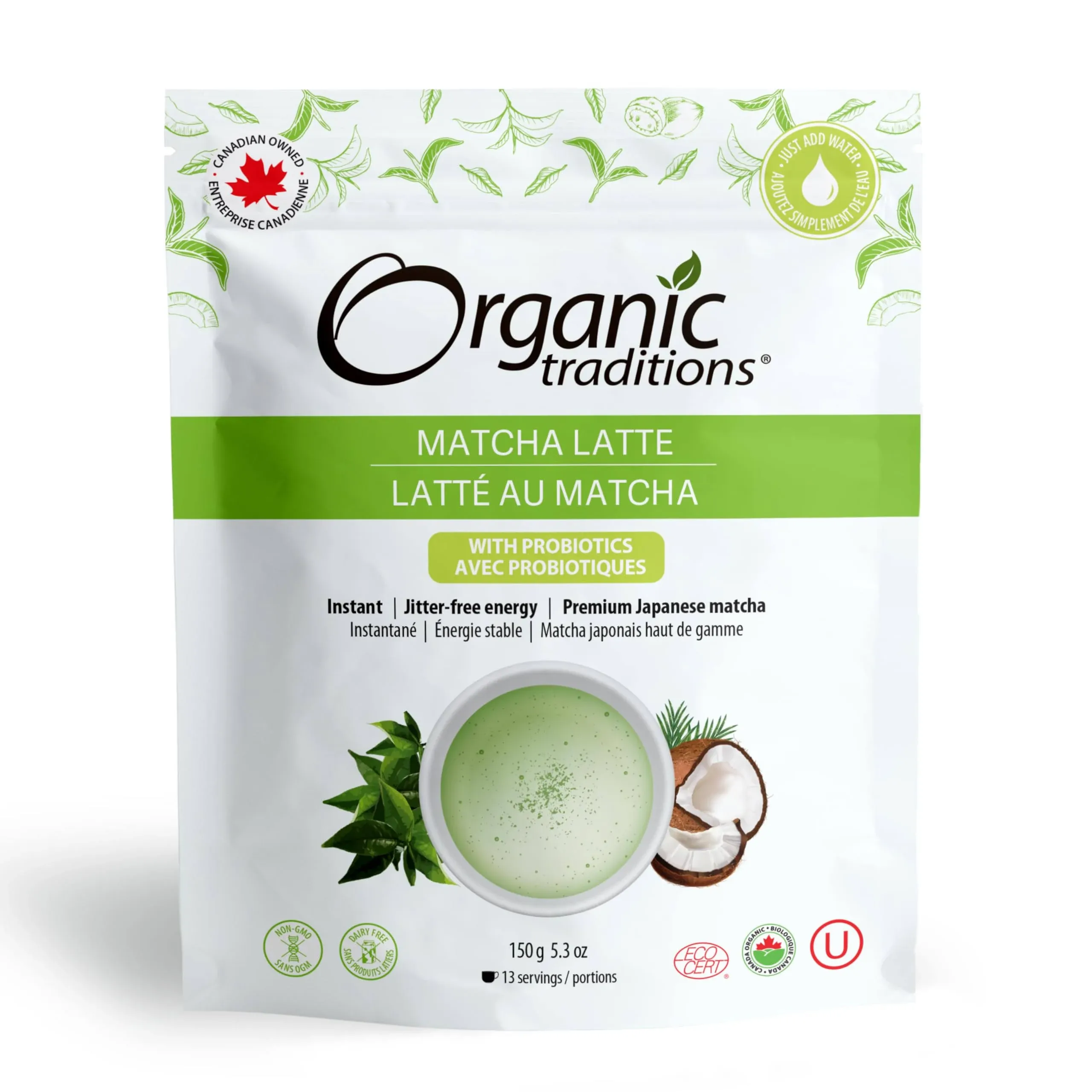 Organic Traditions - Latte - Matcha with Probiotics - 150 g