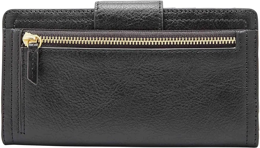 Fossil Women's Logan Leather RFID-Blocking Tab Clutch Wallet for Women