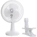 Genesis 6-Inch Clip Convertible Table-Top & Clip Fan Two Quiet Speeds - Ideal for The Home, Office, Dorm, More White