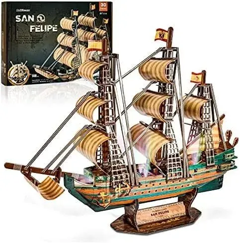  3D Puzzles for Adults Pirate Ship Large Nautical LED Queen Anne’s Revenge