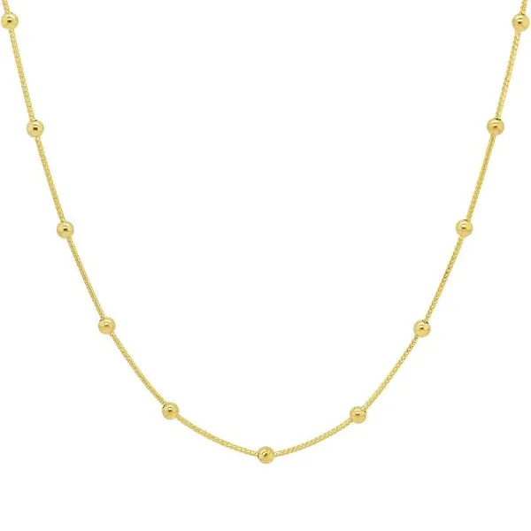 14K Yellow Gold Station Bead Necklace