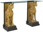 Design Toscano Royal Egyptian Cheetahs Sculptural Glass Topped Console