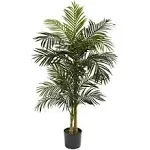 Nearly Natural Golden Cane Palm Tree in Pot, 5'