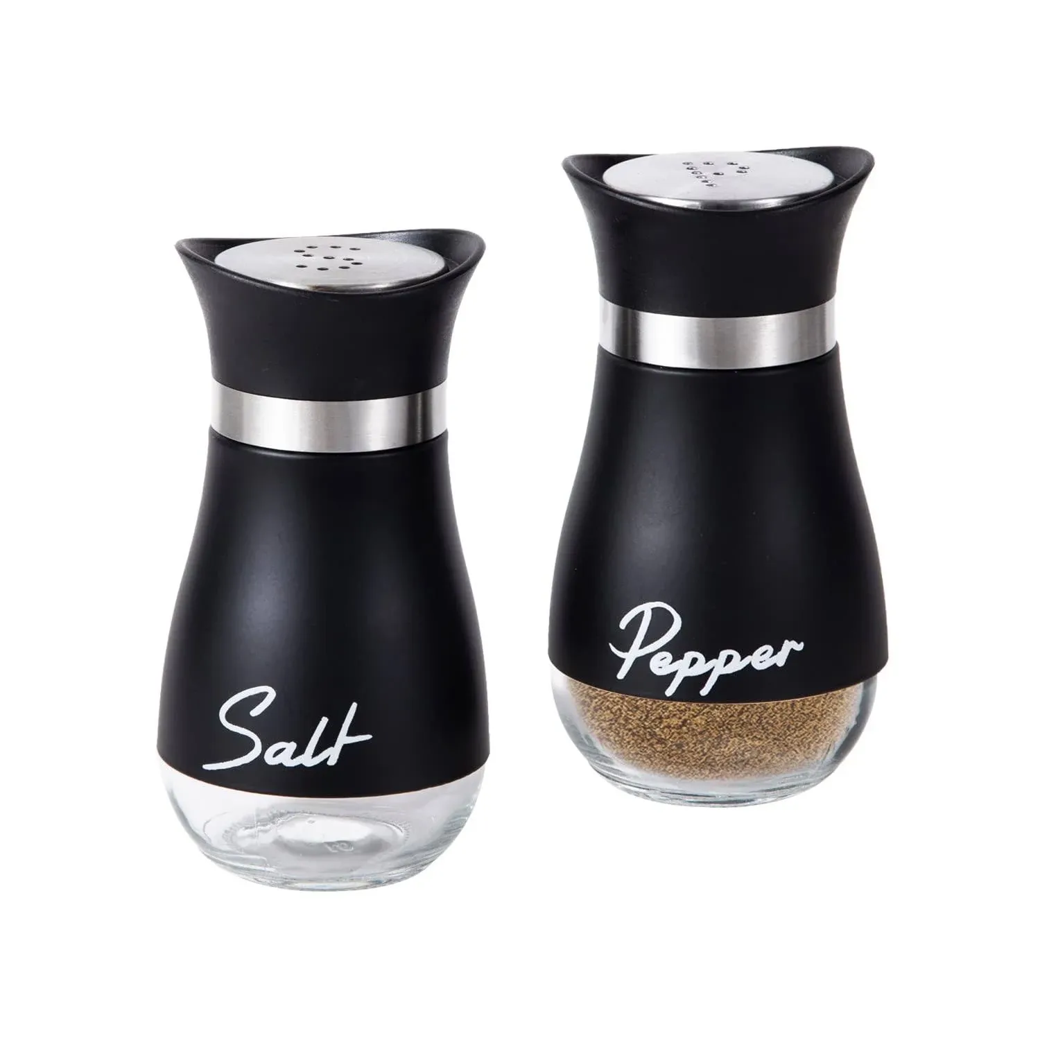 2 Pack Salt & Pepper Shakers Set, Refillable Salt Pepper with Stainless Steel Lid Container Spice Shakers Bottle for Home Kitchen, Restaurant, Picnic (Blue)