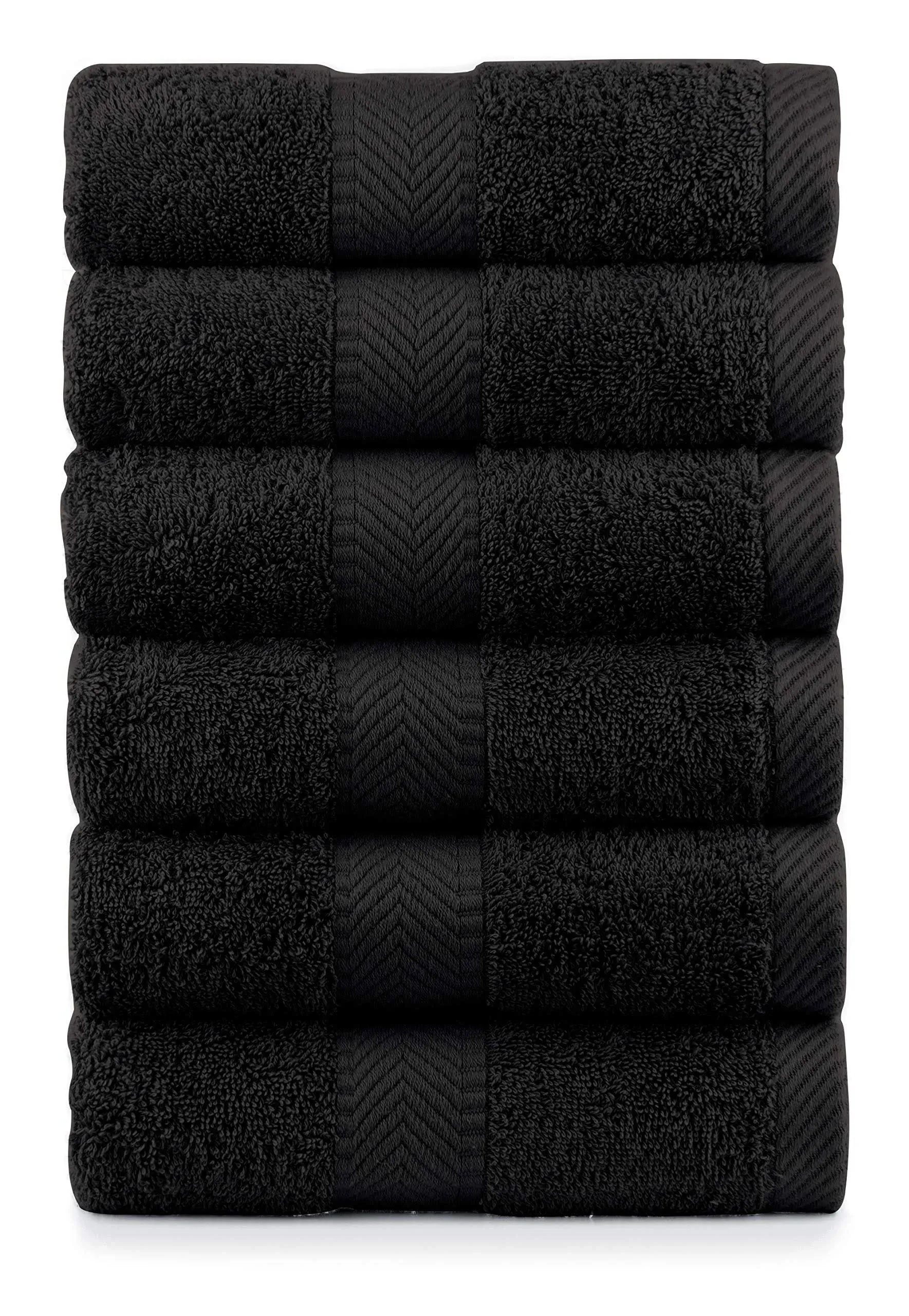 by Lora Terry Cotton Hand Towel, Set of 6, Black Towel