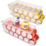 SCAVATA 2 Pack Soda Can Organizer for Refrigerator, Stackable Canned Food Pop Cans Container Can Holder Dispenser with Lid for Fridge Pantry Rack