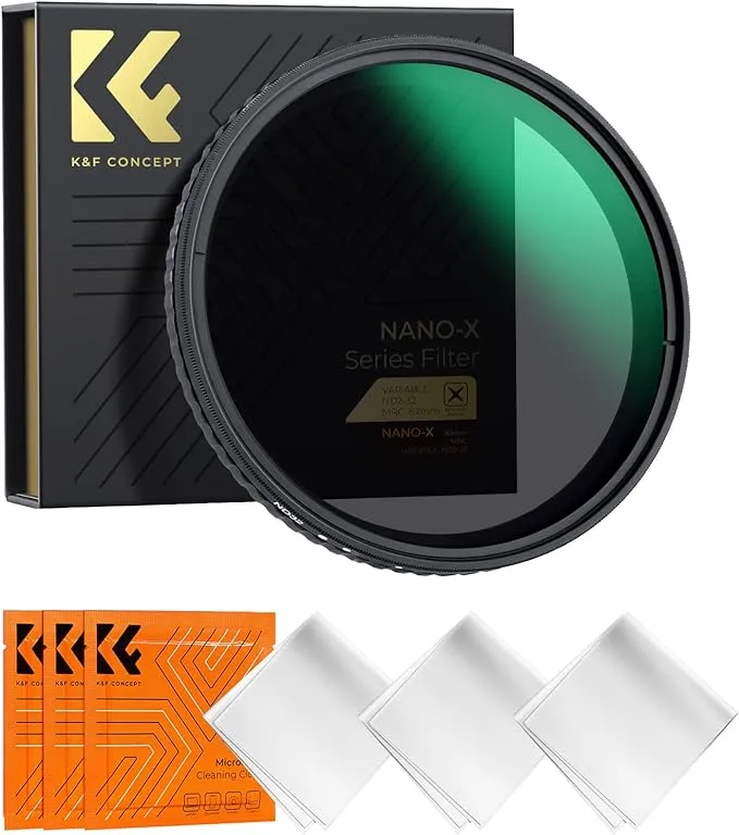 K&F Concept 49mm Variable ND Filter Adjustable Fader Neutral Density ND2 - ND32 Filter, NO Spot X Black X Issue, MRC 28-Layer, Ultra Slim, Waterproof (Nano-X Series)