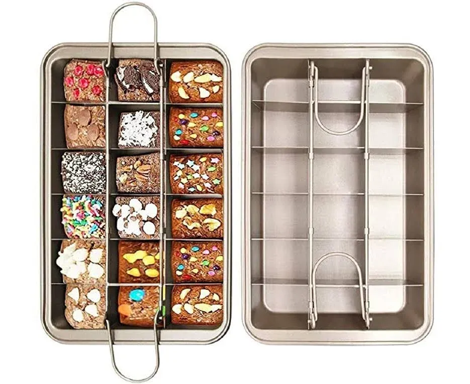 Brownie Pans with Dividers, Non Stick Brownie Baking Pans, Baking Pan with Bu...