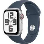 Apple Watch SE (2nd Generation) 40mm / Silver Aluminum Case with Storm Blue Sport Band - M/L / GPS + Cellular