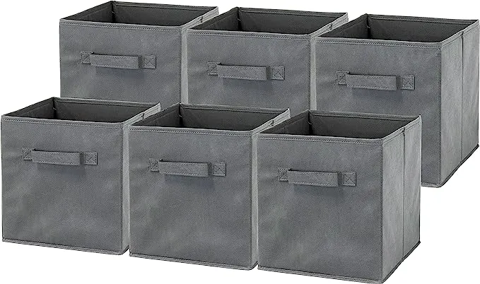 Elegant 6-Pack Collapsible Storage Baskets - Stylish Beige Organizer Bins