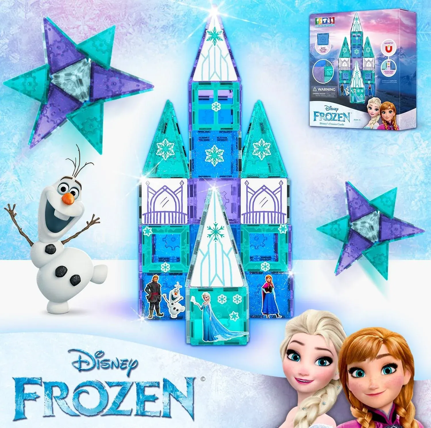 Disney Frozen Castle Magnetic Tiles Building Set by Tytan Toys, +50 Pieces