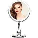 9″ Large Lighted Makeup Mirror, 1X/10X Magnifying Vanity Mirror with 3 Colors