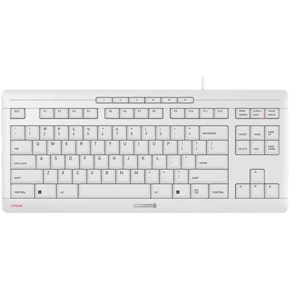 CHERRY Stream Keyboard TKL Wired USB Keyboard TenKeyLess Compact Version Without Number Pad. Super Silent Keystroke. Ideal for Office. (Single Pack) Black