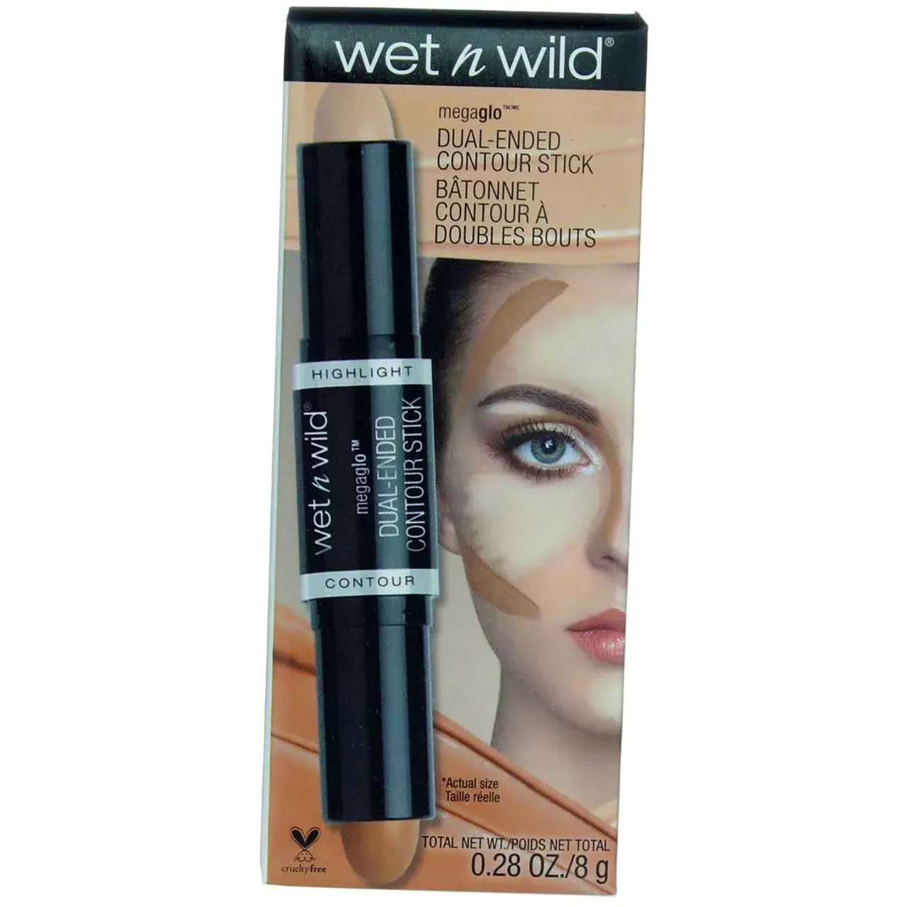 Wet N Wild MegaGlo Contour Stick, Dual-Ended, Medium/Tan 752A - 0.28 oz