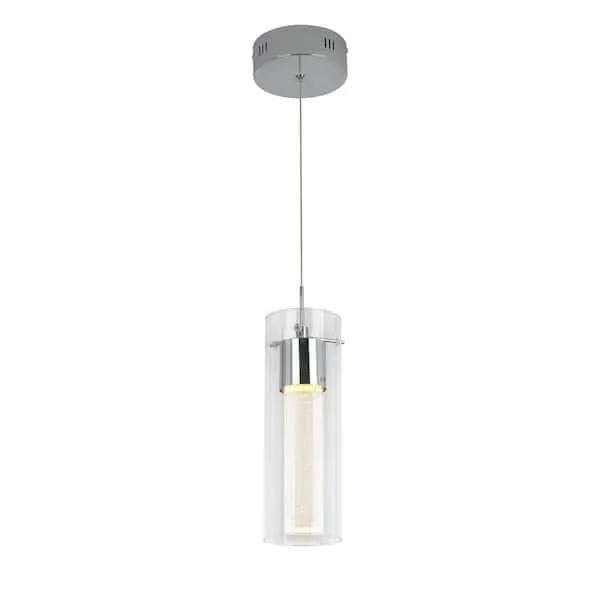 Essence 7.5-Watt 1 Light Chrome Modern Integrated LED Mini Pendant Light Fixture for Kitchen Island