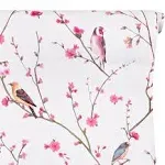 Yifely Peel & Stick Shelf Liner Removable Shelving Paper for Covering Apartment Old Nightstand Closet, Peach Birds, 17.7 Inch by 9.8 Feet