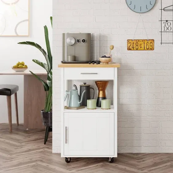 Shintenchi Kitchen Island Cart with StorageRolling Side Table on Wheels with