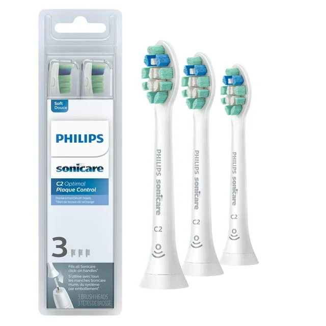 Philips Sonicare Optimal Plaque Control Replacement Toothbrush Heads, HX9023/65, Brushsync™ Technology, White 3-pk