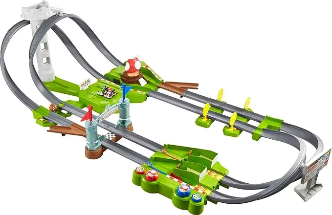 ​HOT WHEELS MARIO KART CIRCUIT TRACK SET WITH 1:64 SCALE DIE-CAST KART REPLICA AGES 3 AND ABOVE