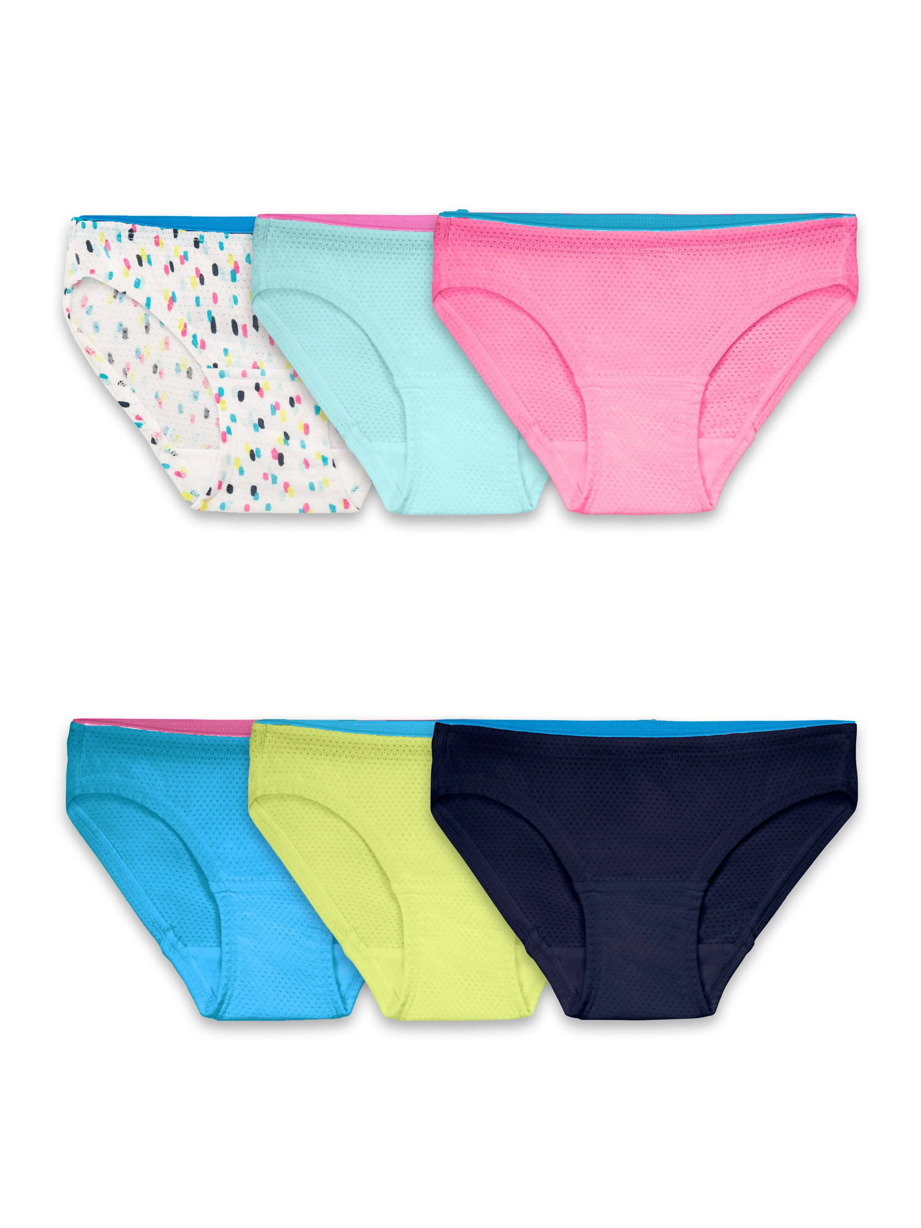 Fruit of The Loom Girls' Breathable Micro-Mesh Bikini Underwear, Assorted 6 Pack