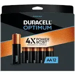 Duracell Optimum AA Batteries with Power Boost Ingredients, 12 Count Pack Double A Battery with Long-lasting Power, All-Purpose Alkaline AA Battery for Household and Office Devices