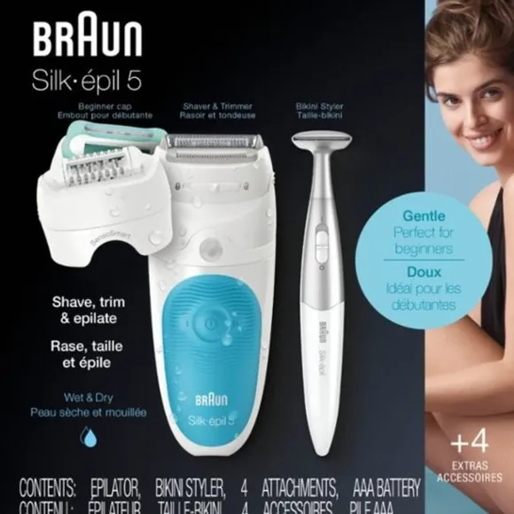 NEW Braun Epilator, Silk·épil 5  Women Shaving Set